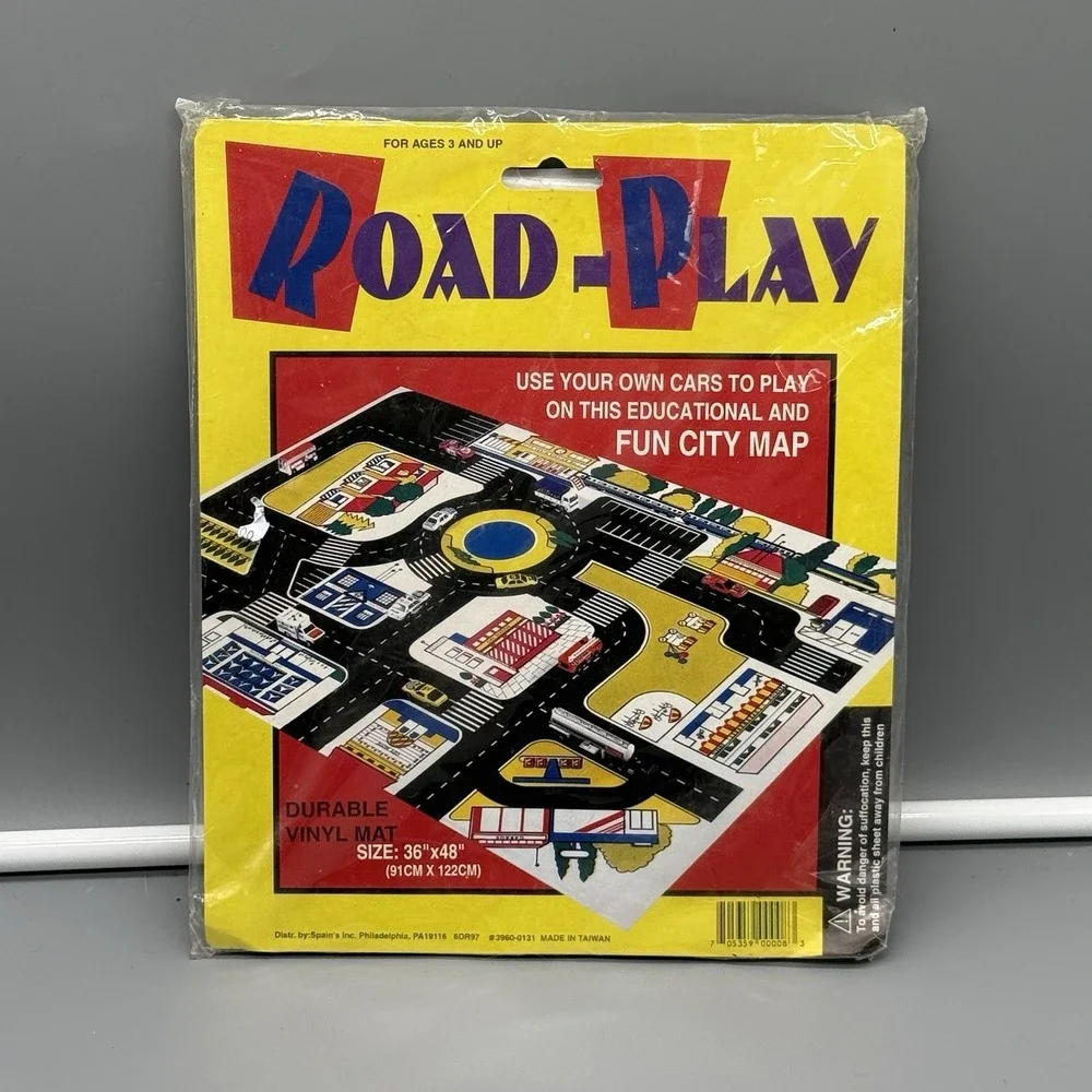Vintage‎ Road Play Mat City Street Vinyl Toy Car Track 36x48 NOS Sealed New
